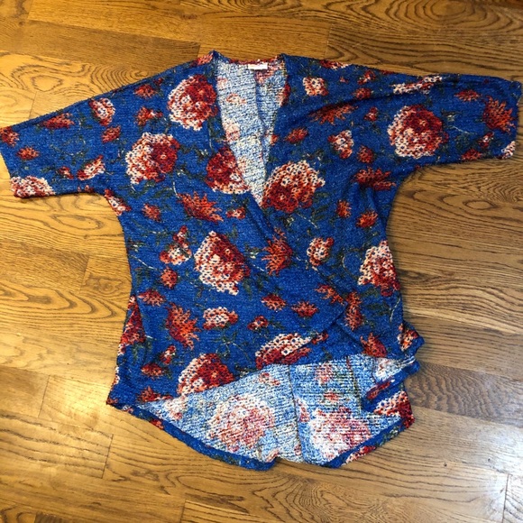 Lularoe Blue Sweater Kimono Cover Up Top - Picture 2 of 9